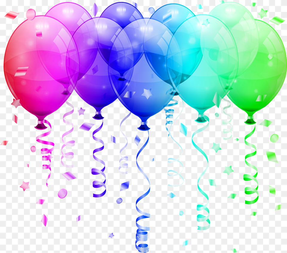 Balloons String Confetti Birthday Balloons, Balloon, Paper, Purple Free Png Download