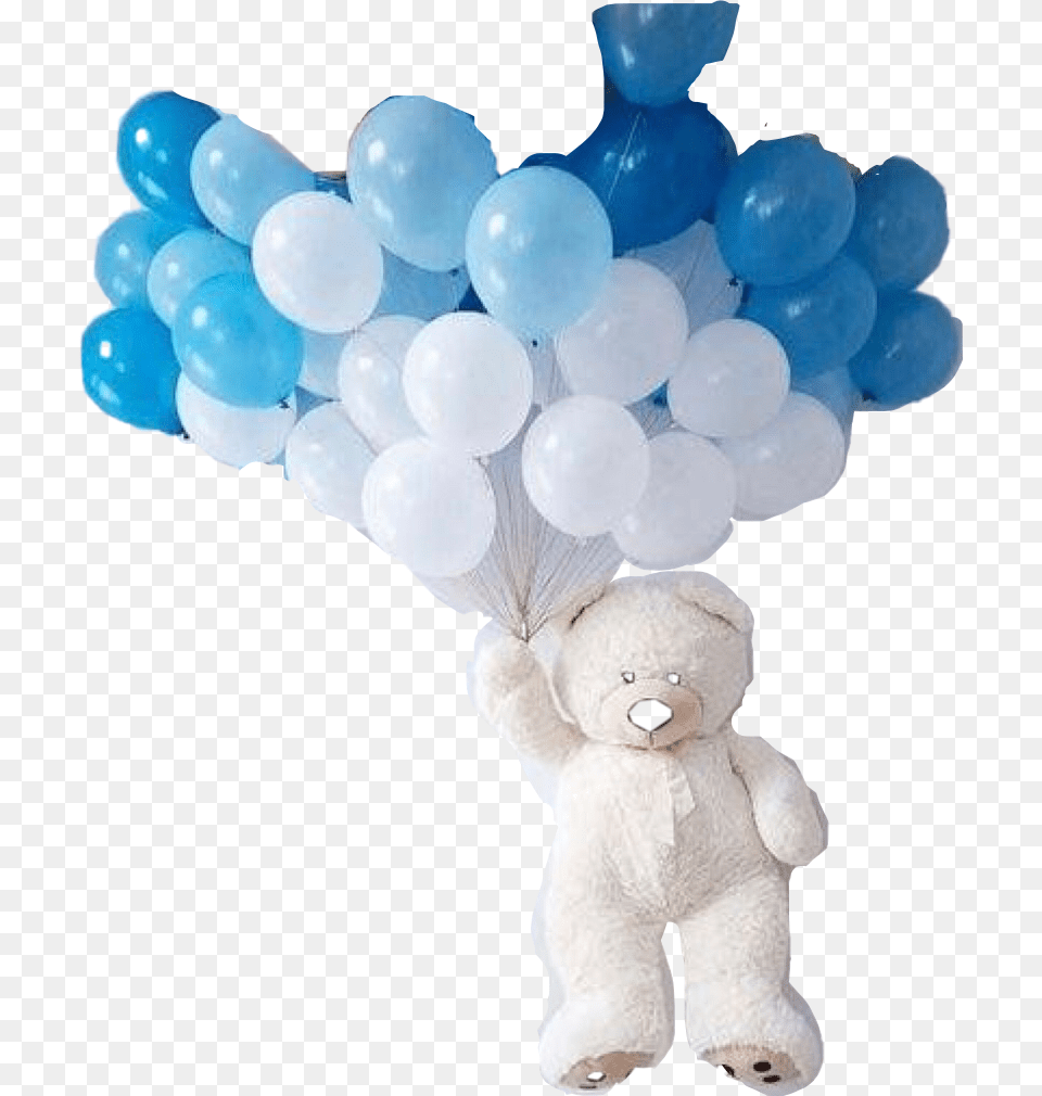 Balloons Teddy Bear Blue White Freetoedit Cha De Bebe Simples, Balloon, Teddy Bear, Toy, People Free Png Download
