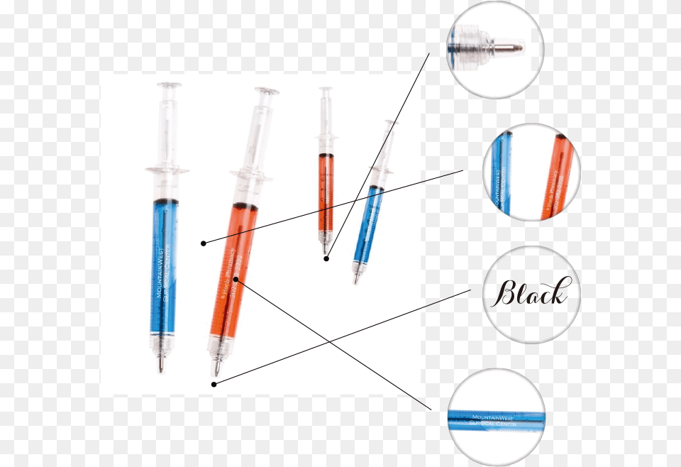 Ballpoint Click Pen Red Or Blue Barrel Black Medium Circle, Injection Free Png