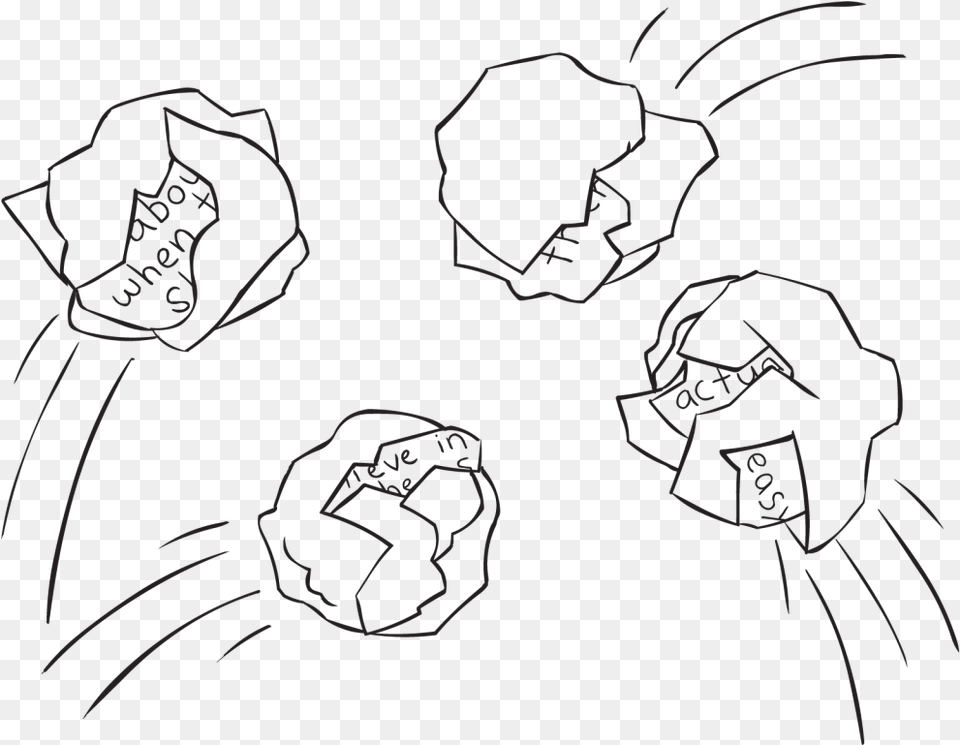 Balls Of Paper Scrunched Up Playing Snowball Toss Reflection Sketch, Body Part, Hand, Person, Fist Free Png Download