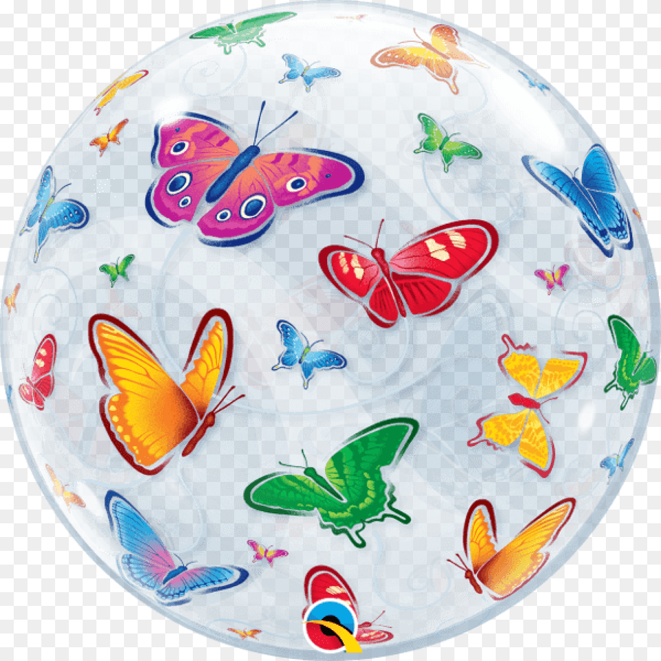Balo Bubble Borboletas 22quot Farfalle Colorate, Plate, Sphere, Balloon Png