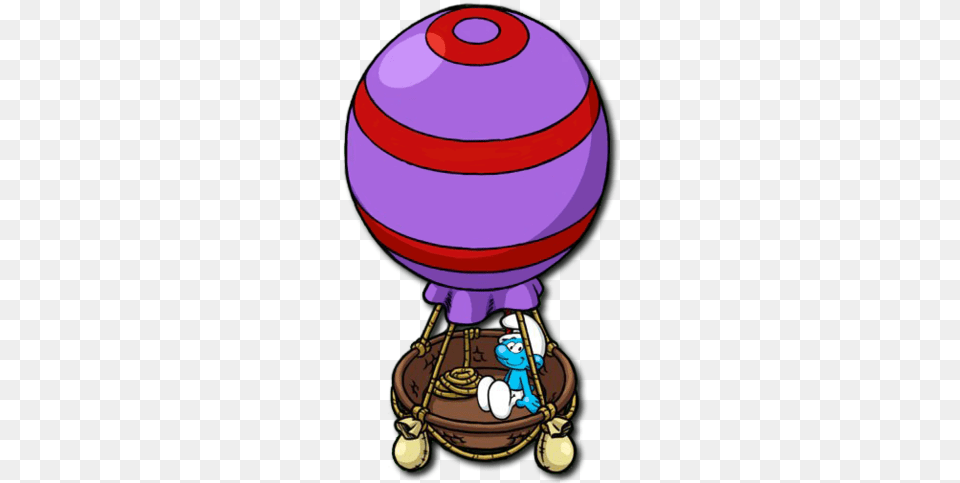 Baloon Smurf In Hot Air Balloon, Aircraft, Transportation, Vehicle, Sphere Free Transparent Png