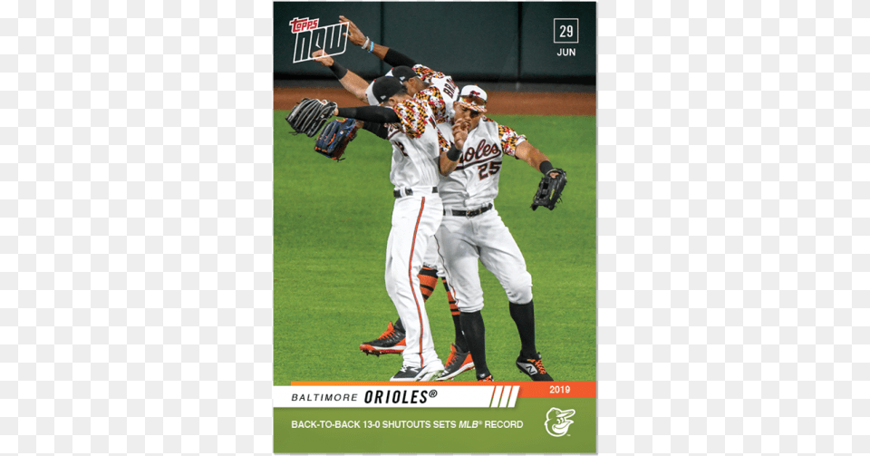 Baltimore Orioles Mlb Topps Now Card College Baseball, Baseball Glove, Clothing, Glove, People Png Image