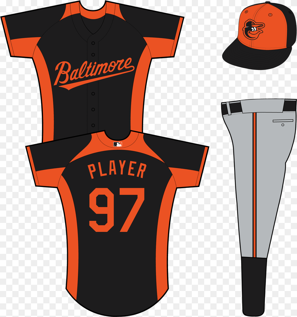 Baltimore Orioles Practice Uniform Orange And Black Baseball Uniforms, Clothing, Shirt, Baseball Cap, Cap Png Image