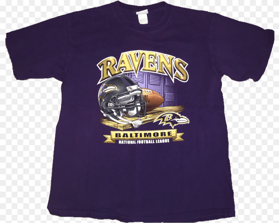 Baltimore Ravens Vintage Tee Shirt Large Kid Cudi Milo Party Shirt, Clothing, Helmet, T-shirt, American Football Png