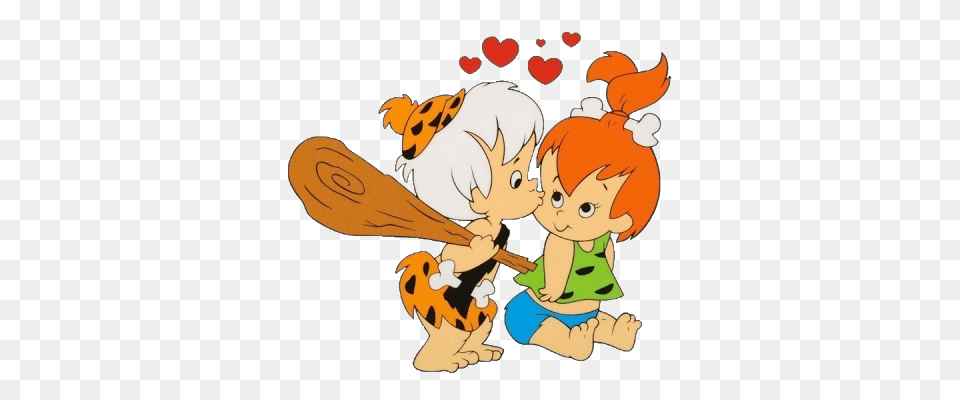 Bam Bam Rubble And Pebbles Flintstone Kiss, Baby, Person, Face, Head Png Image