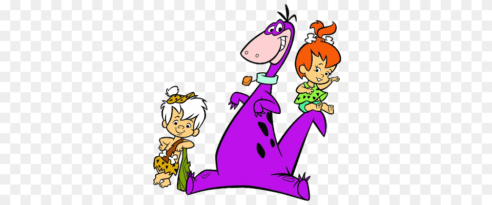 Bam Bam Rubble And Pebbles Flintstone With Dino, Baby, Book, Comics, Person Free Png Download