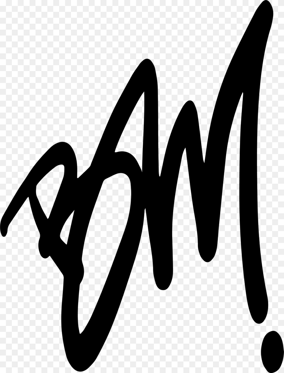 Bam Calligraphy, Gray Png