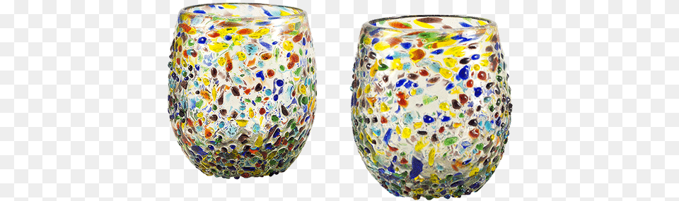Bambeco Confetti Sl Wine Glass 2pk Mexican Glass Stemless Wine Glasses Confetti, Art, Jar, Porcelain, Pottery Free Png