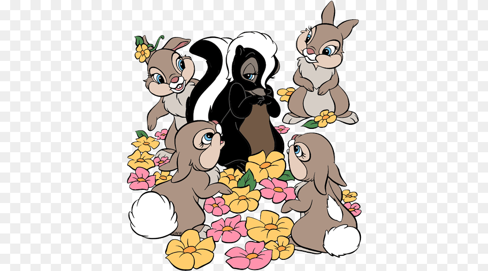 Bambi Group Clip Art Disney Galore Bambi Flower And Thumper Sisters, Book, Cartoon, Comics, Publication Png Image
