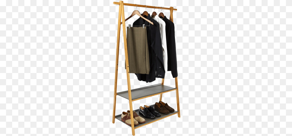 Bamboo Amp Gray Kori 2 Shelf Garment Rack Clothes Hanger Rack, Crib, Furniture, Infant Bed, Clothing Free Png