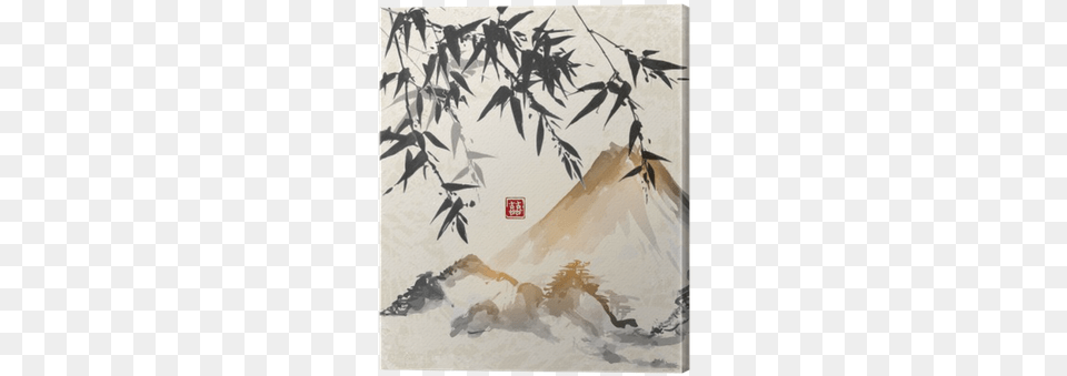 Bamboo And Mountains Japanese Writing Practice Book Genkouyoushi Paper, Art, Painting, Outdoors, Plant Free Png