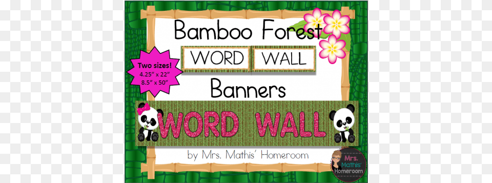 Bamboo Forest Word Wall Banners Panda, Advertisement, Poster Png