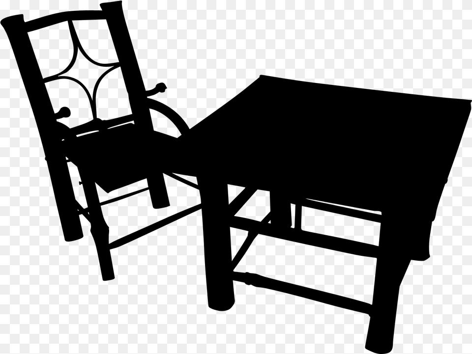 Bamboo Furniture Silhouette Old Tables And Chairs, Gray Png