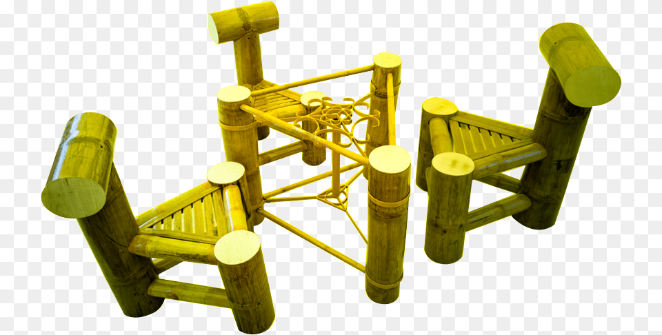 Bamboo Set Of 3 Chairs And Triangular Top Tea Table Playground, Furniture, Play Area, Smoke Pipe, Outdoors Free Transparent Png