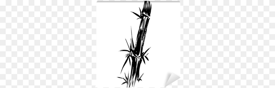 Bamboo Silhouette Drawing Wall Mural Drawing, Plant Free Png