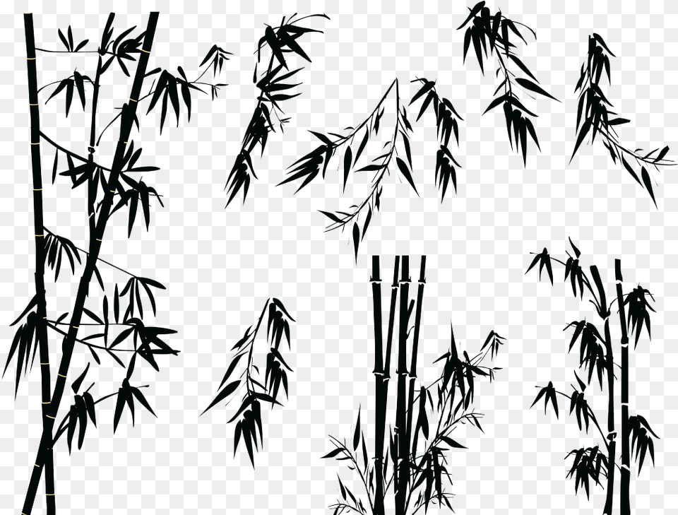 Bamboo Silhouette Tree Illustration Black Silhouette Bamboo, Nature, Outdoors, Weather, Art Free Png