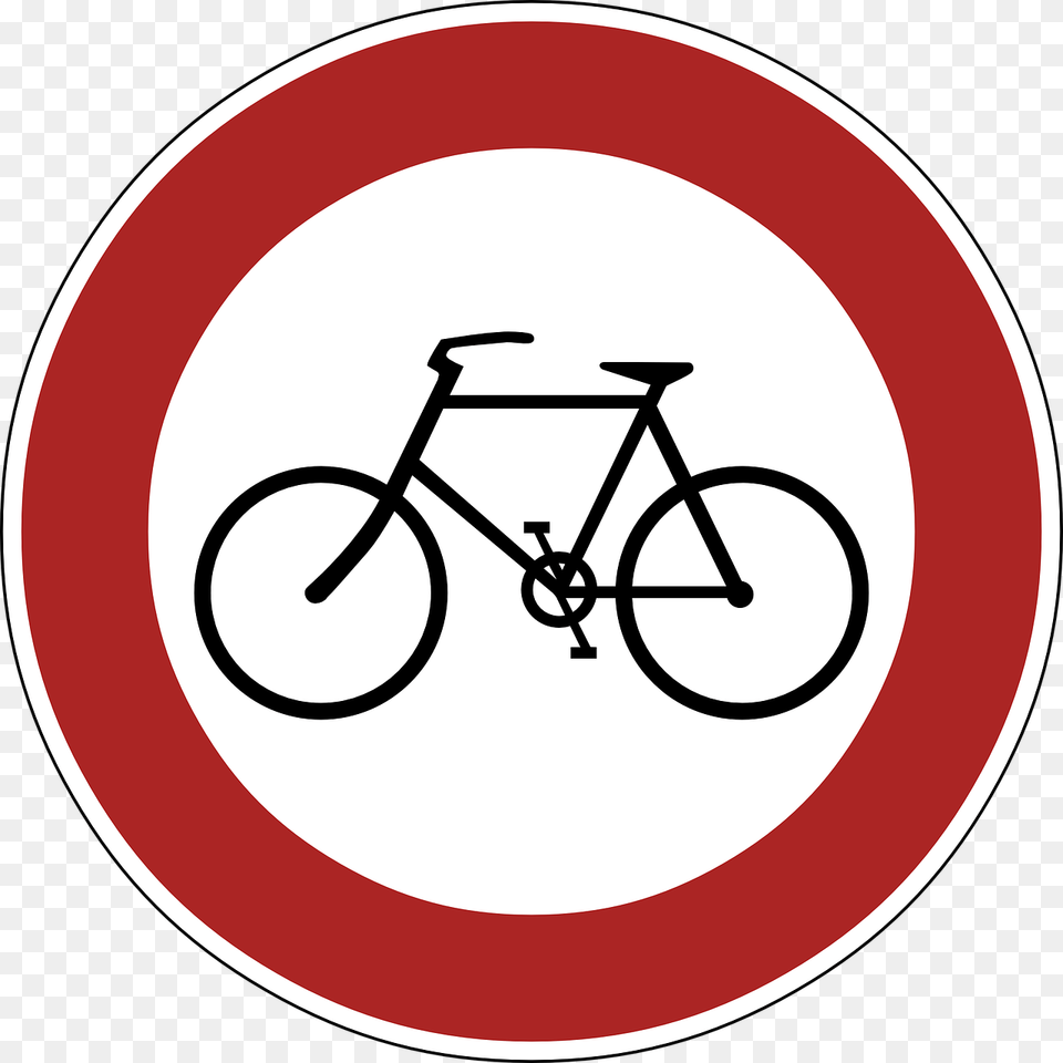 Ban Cyclists Sign Signage Image Bicycle, Symbol, Transportation, Vehicle, Machine Free Png Download