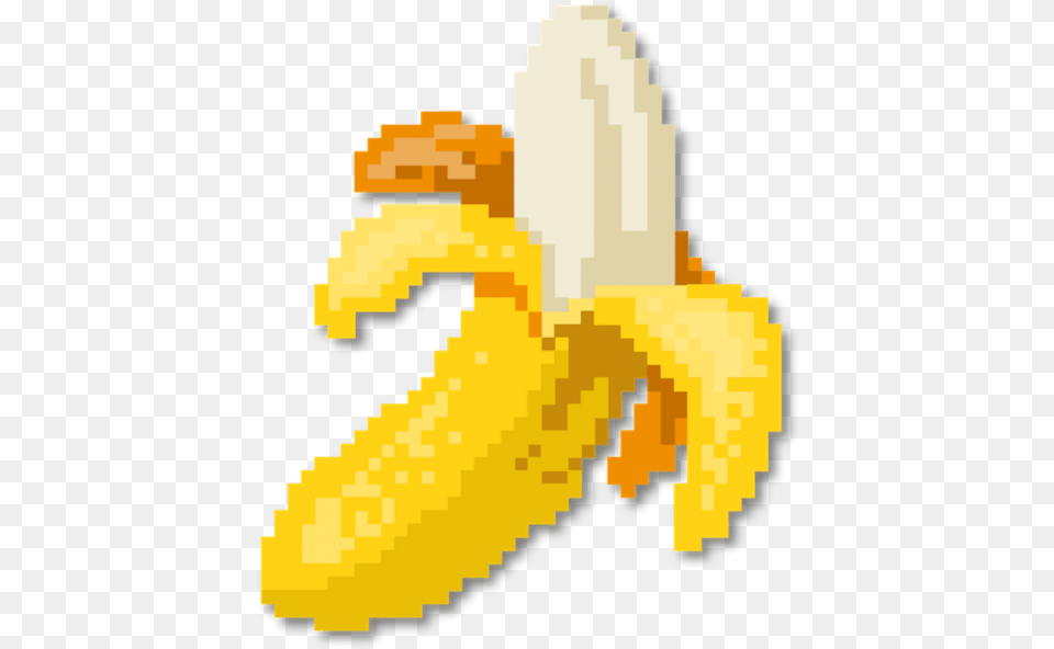 Banan Banana 8 Bit 8bit 8bit Zheltij Picsart Banan, Food, Fruit, Plant, Produce Png Image