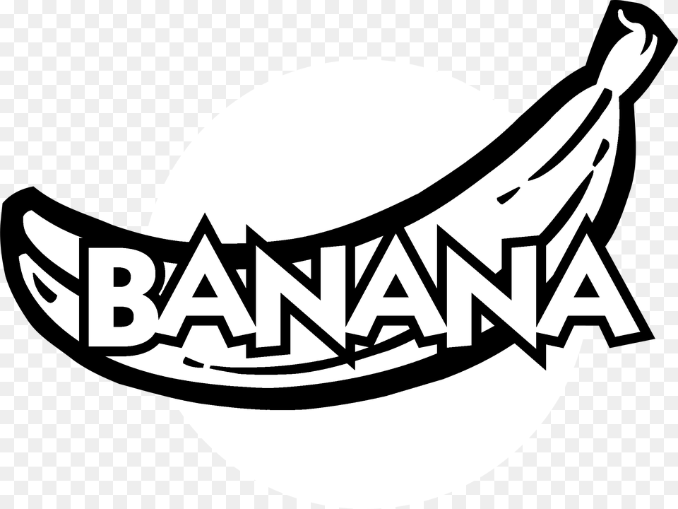 Banana Black Black And White Banana Clip Art Free, Stencil, Sticker, Clothing, Hat Png