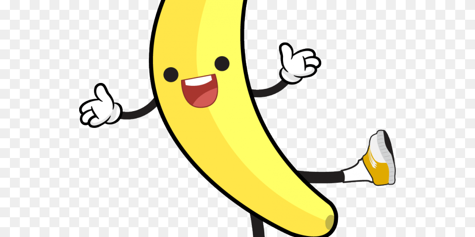 Banana Cartoon, Food, Fruit, Plant, Produce Free Transparent Png