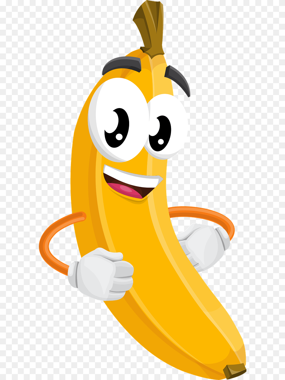 Banana Cartoon, Food, Fruit, Plant, Produce Png Image