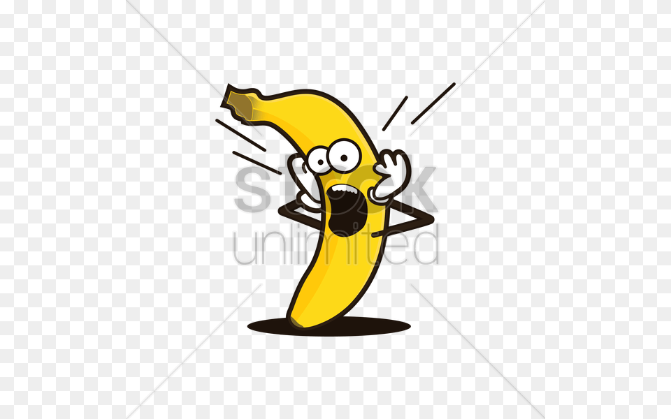 Banana Character Screaming Vector Food, Fruit, Plant, Produce Png Image