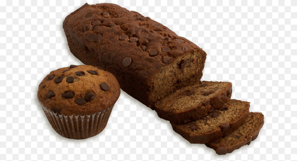 Banana Chocolate Chip Dessert Bread Chocolate Banana Bread Transparent, Food Png Image