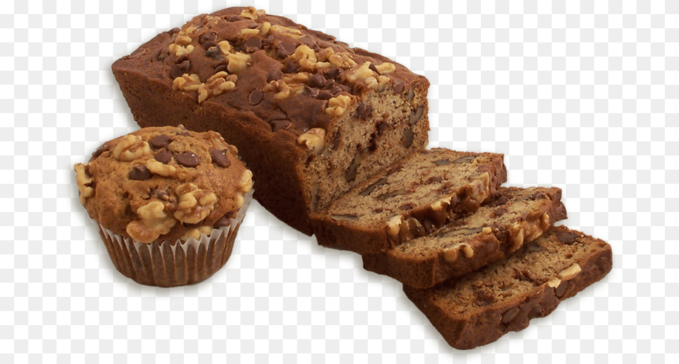 Banana Chocolate Chip Walnut Dessert Bread Pumpkin Bread, Food, Sandwich Free Png Download