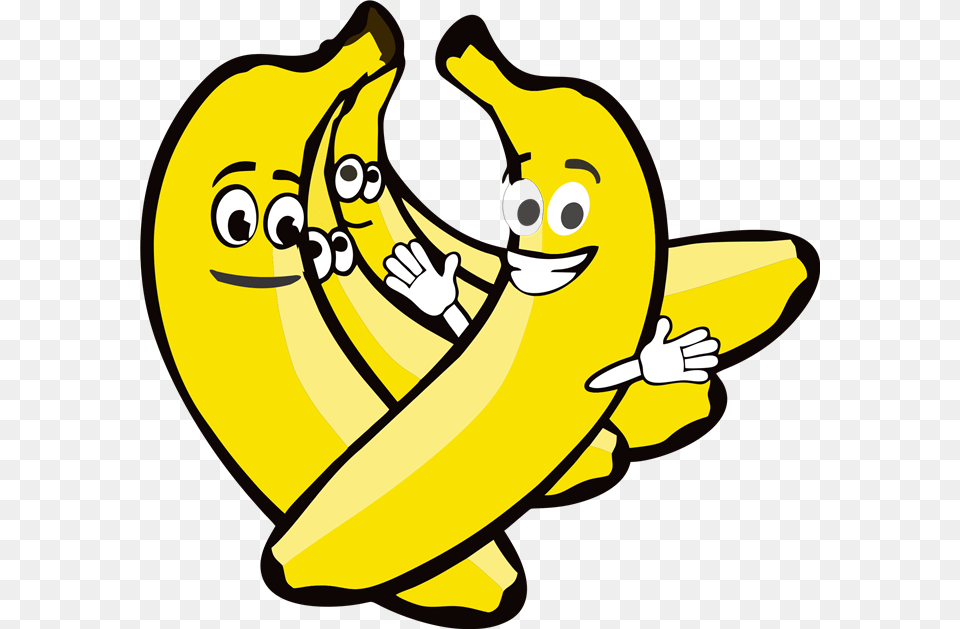Banana Clipart Black Cartoon Bananas With Faces, Food, Fruit, Plant, Produce Free Png