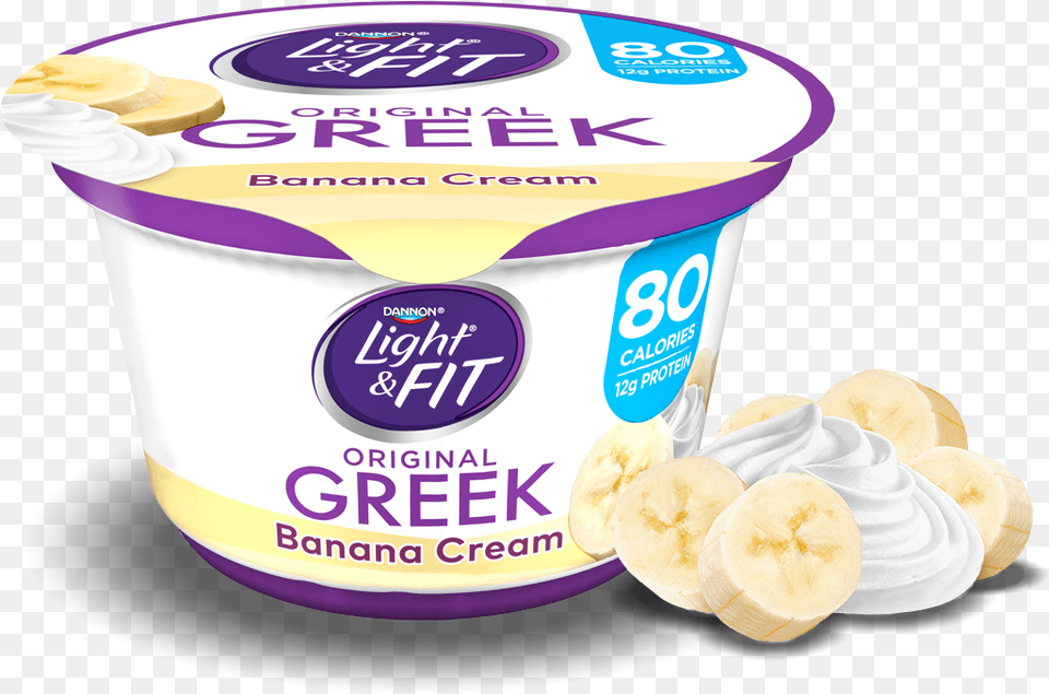 Banana Cream Greek Yogurt Dannon Light And Fit Greek Yogurt, Dessert, Food, Fruit, Plant Free Transparent Png