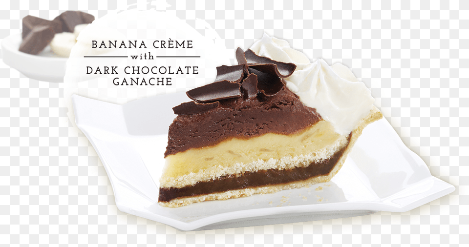 Banana Creme With Dark Chocolate Ganache Cavendish Pie, Dessert, Food, Cream, Ice Cream Free Transparent Png