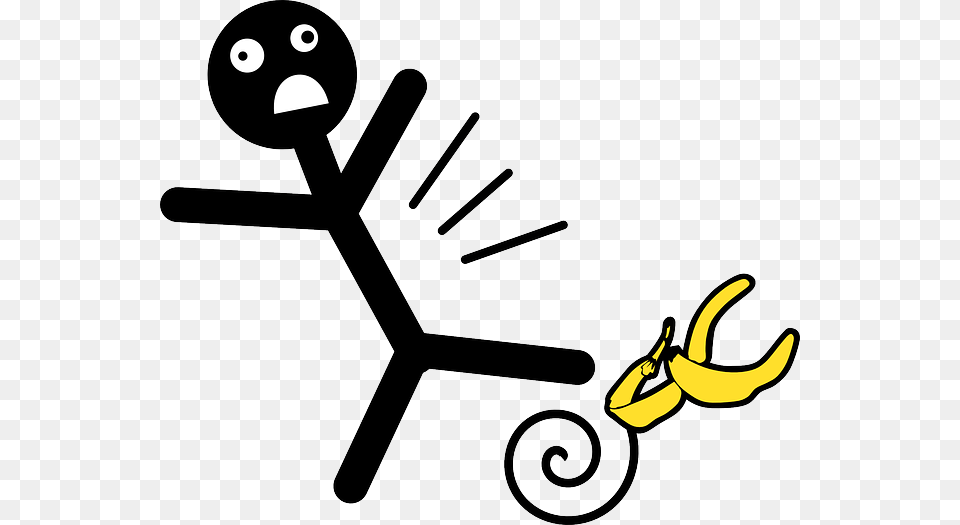 Banana Fall Falling Slip Slipping Man Person Slipping On Banana Peel Cartoon Png Image