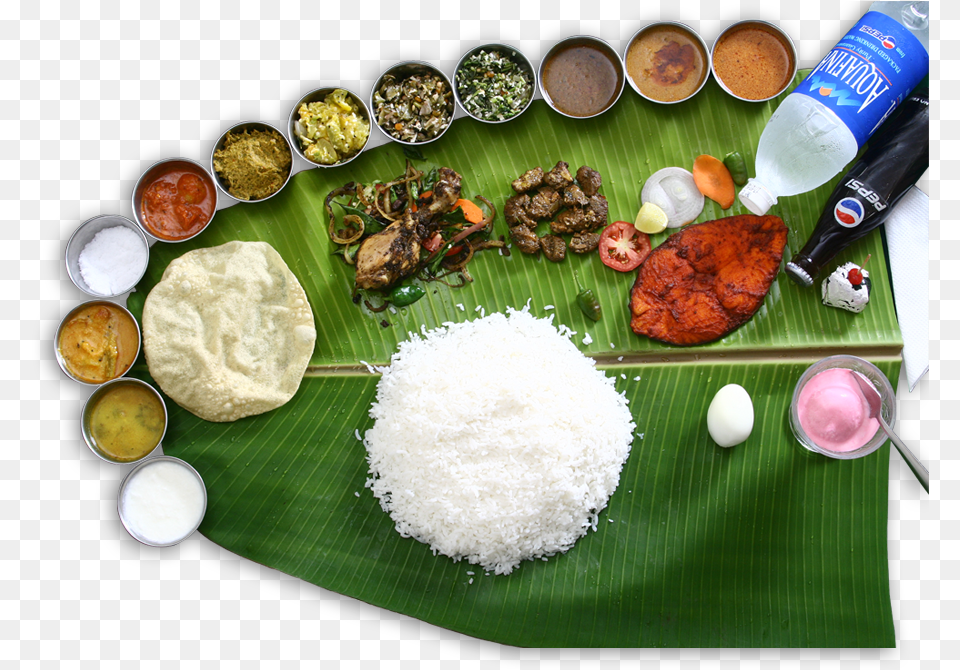 Banana Leaf Food, Food Presentation, Lunch, Meal, Egg Free Png