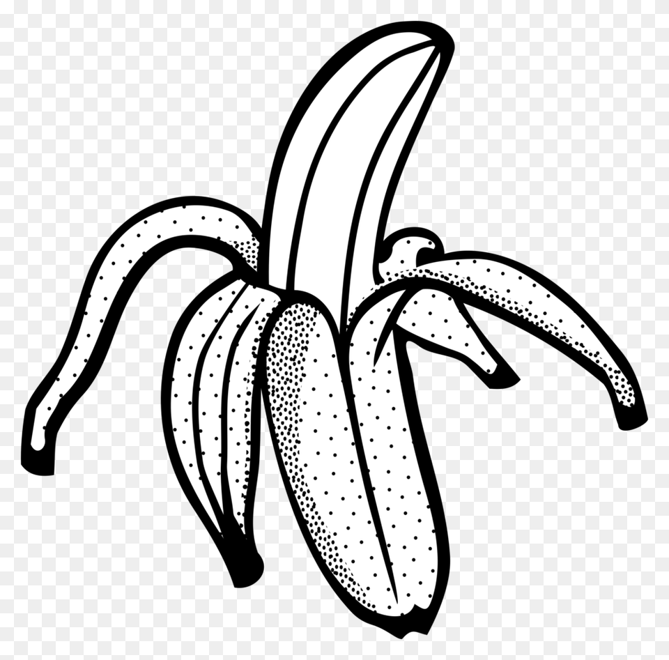 Banana Lineart Icons Free And Downloads Clipart Black White, Food, Fruit, Plant, Produce Png