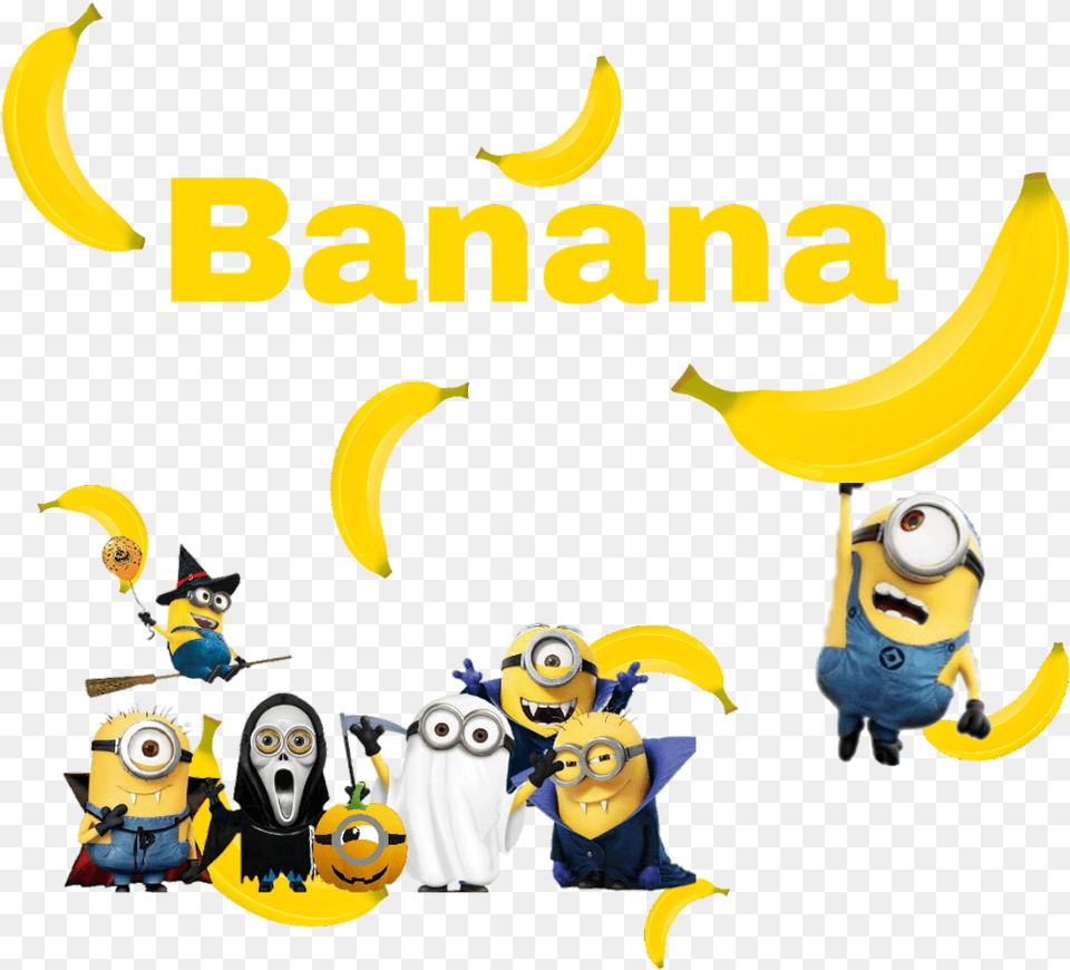 Banana Minions Yellow Halloween Minion Banana, Produce, Food, Fruit, Plant Free Transparent Png