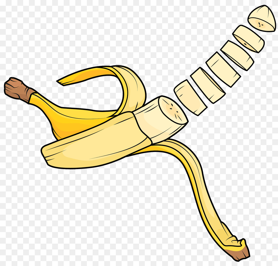 Banana Sliced Into Pieces Clipart, Food, Fruit, Plant, Produce Png Image