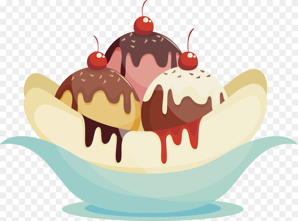Banana Split, Cream, Dessert, Food, Ice Cream Png Image