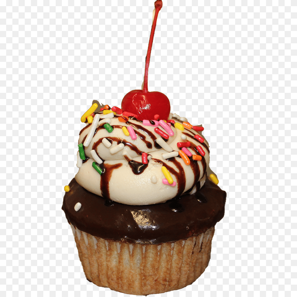 Banana Split Avascupcakes, Cake, Cream, Cupcake, Dessert Free Png