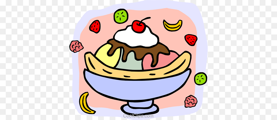 Banana Split Topped With Cherry Royalty Vector Clip Art, Food, Cream, Dessert, Ice Cream Free Png