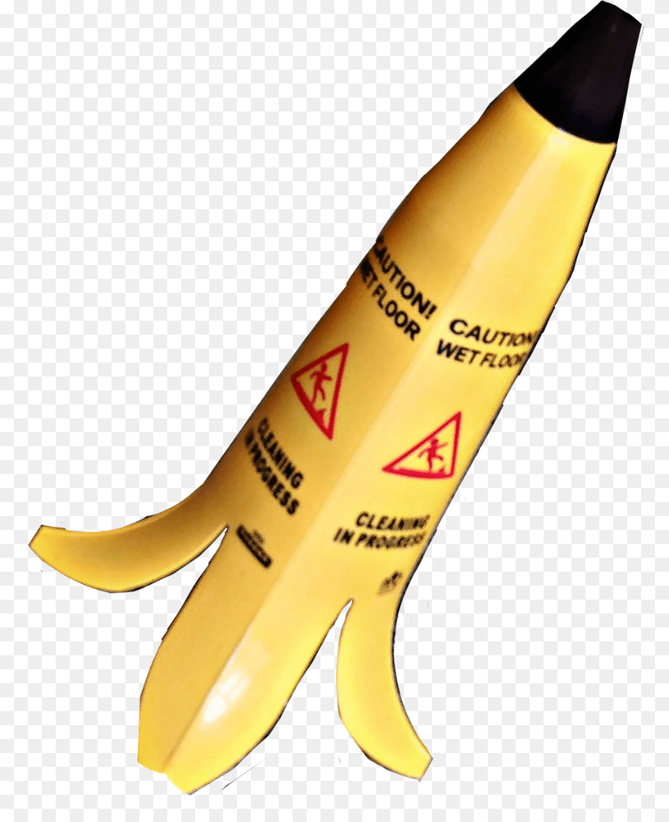 Banana Wetfloor Sign Fall Trip Joke Prank Accident Saba Banana, Food, Fruit, Plant, Produce Free Transparent Png
