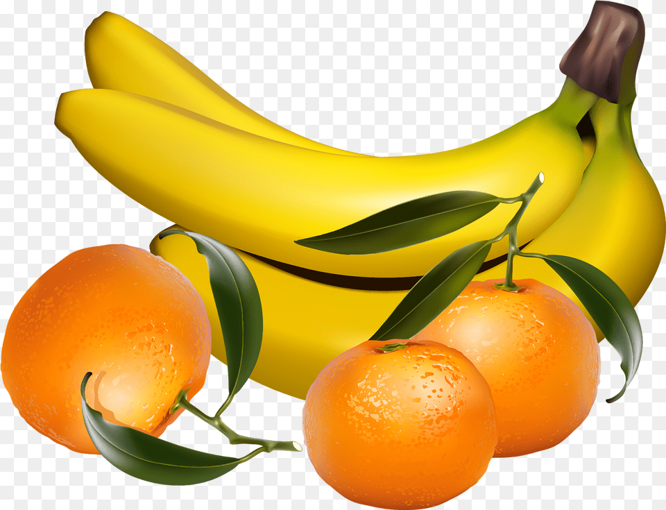 Bananas And Tangerines Clipart Bananas And Oranges Clipart, Banana, Food, Fruit, Plant Free Png
