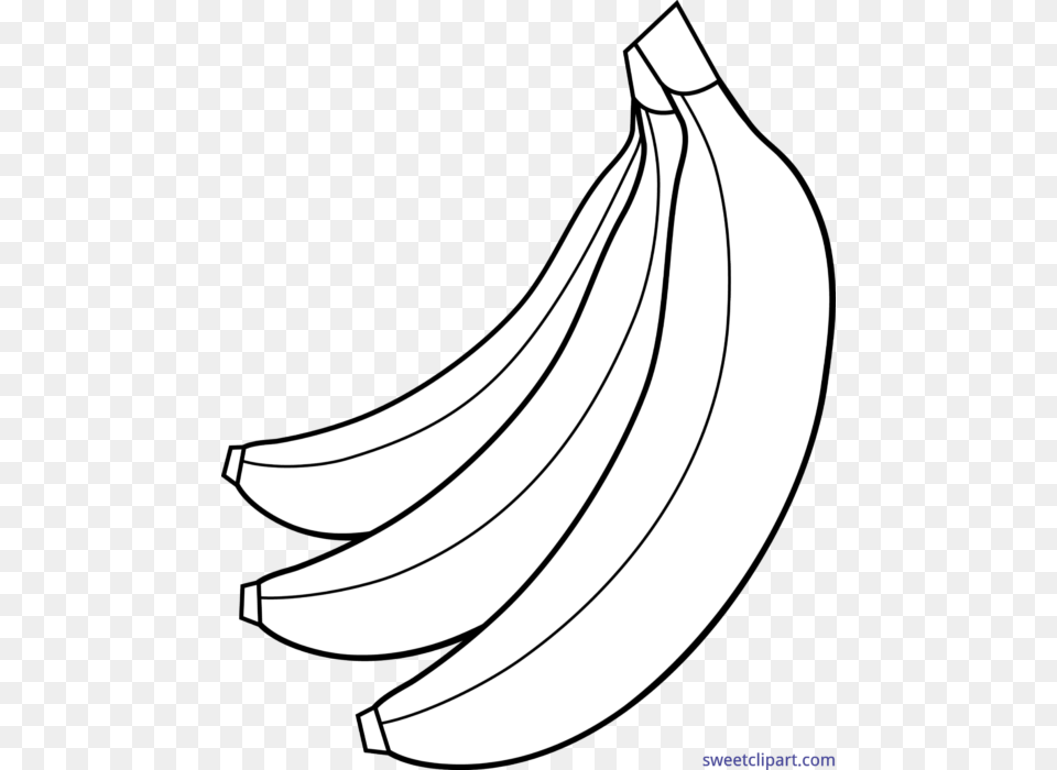 Bananas Bunch Lineart Clip Art, Banana, Food, Fruit, Plant Png Image