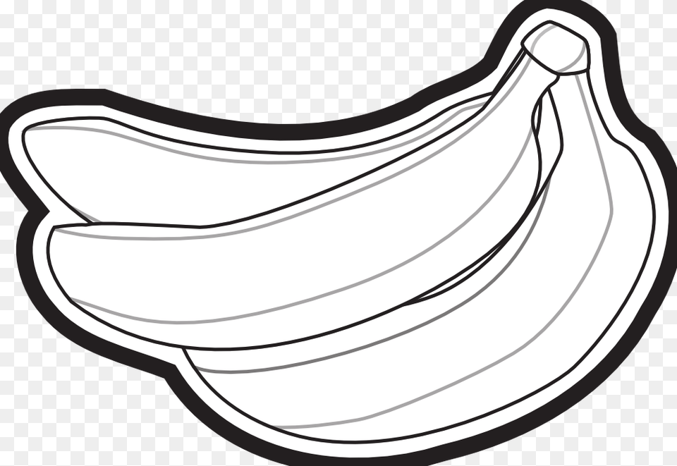 Bananas Icon Black White Line Art 555px Ripe Banana, Food, Fruit, Plant, Produce Png