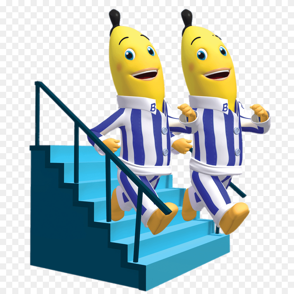 Bananas In Pyjamas Walking Down The Stairs, Toy, Handrail, Staircase, Housing Free Png