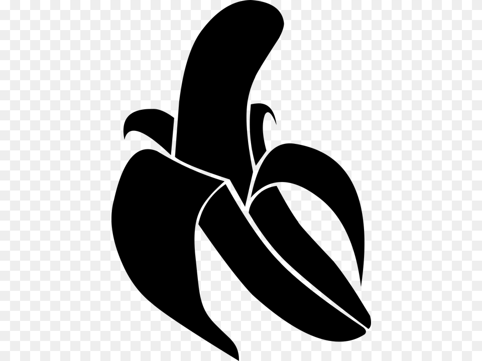 Banano Negro Banana Pltano Vector Banana Vector Black And White, Gray Png Image