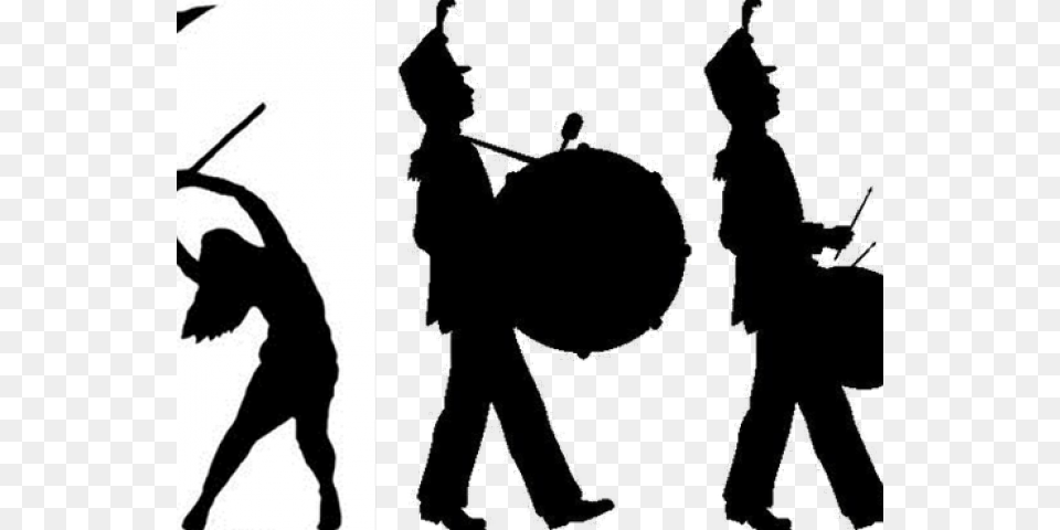 Band Clipart Drum Corps, Silhouette, Stencil, People, Person Free Png Download