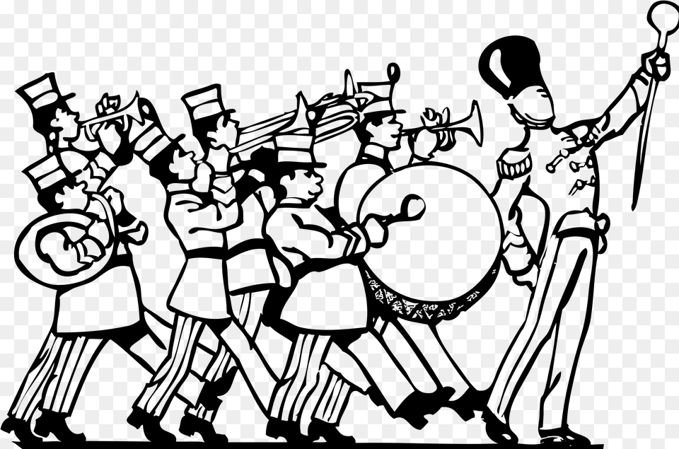 Band Instruments Black And White Clipart Clipart Kid Marching Band Playing Clipart, Lighting, Silhouette, Cutlery, Bottle Png Image