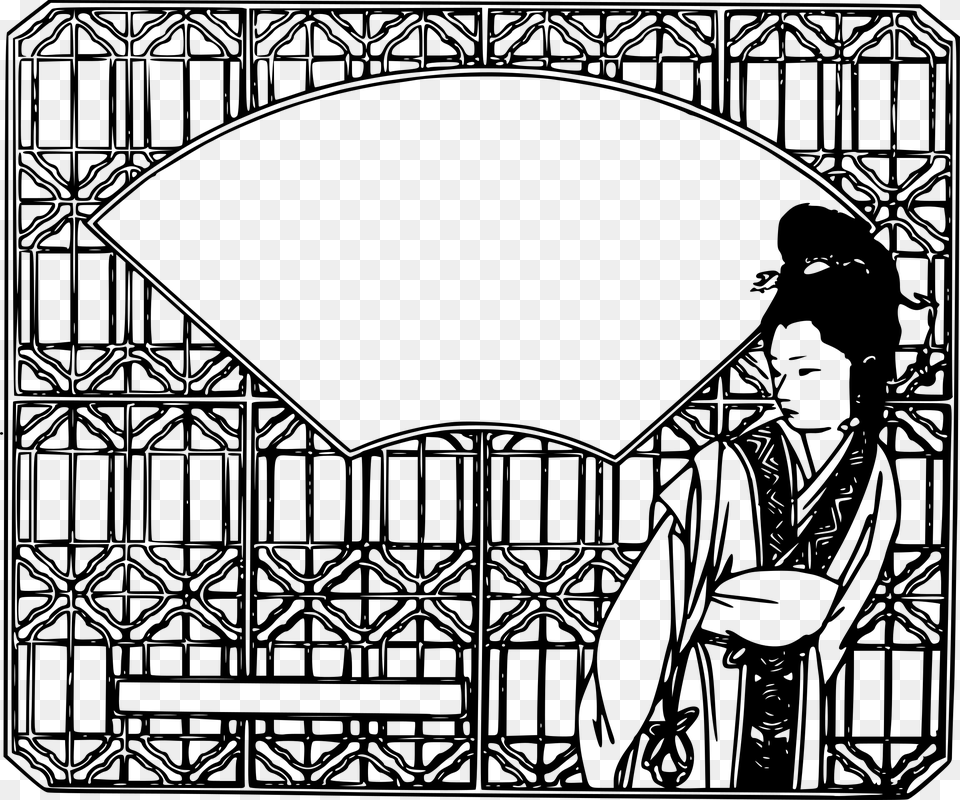 Band Vector Silhouette Transparent Background Chinese Frame Black And White, Gray Free Png Download