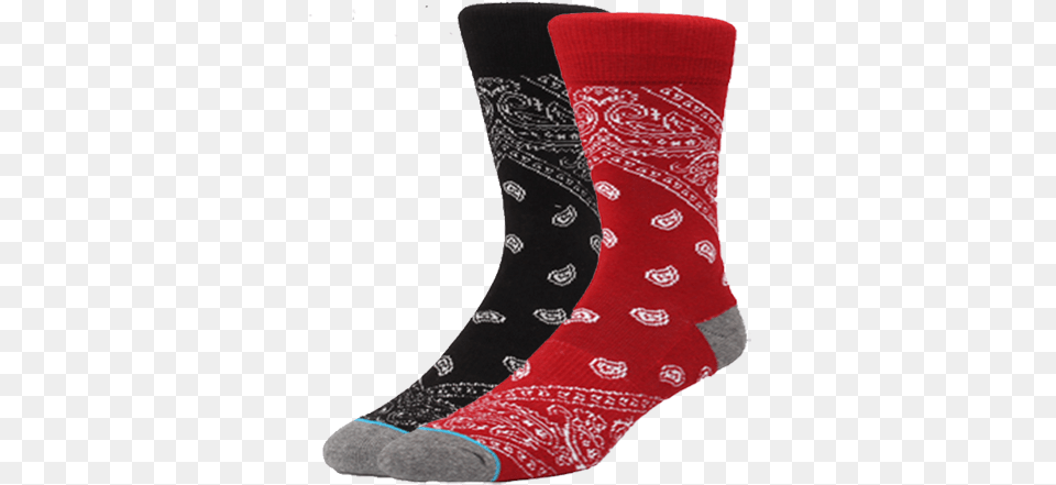 Bandana Socks Black Red, Clothing, Hosiery, Sock Free Png